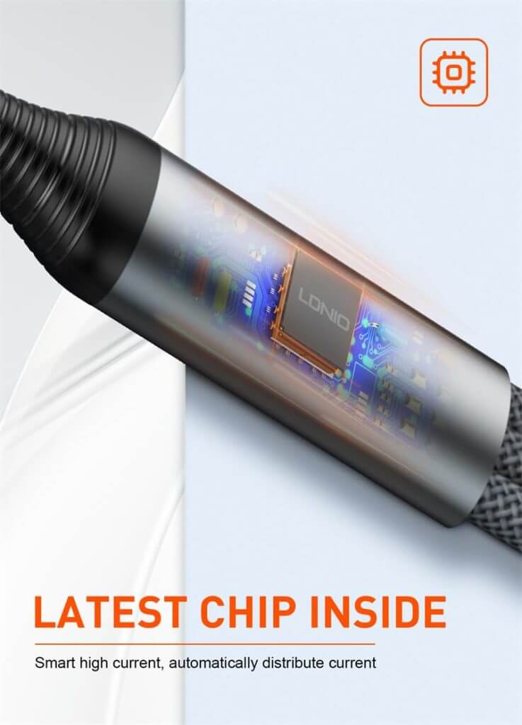 LDNIO LC94C 100W 3in1 Type-C to LightningType-CMicro USB Fast Charging Cable 1.2M