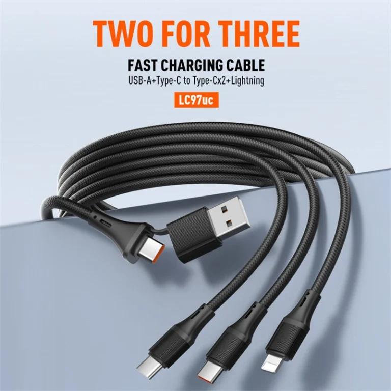 LDNIO LC97UC 100W USB-A/Type-C To Type-Cx2/Lightning Cable