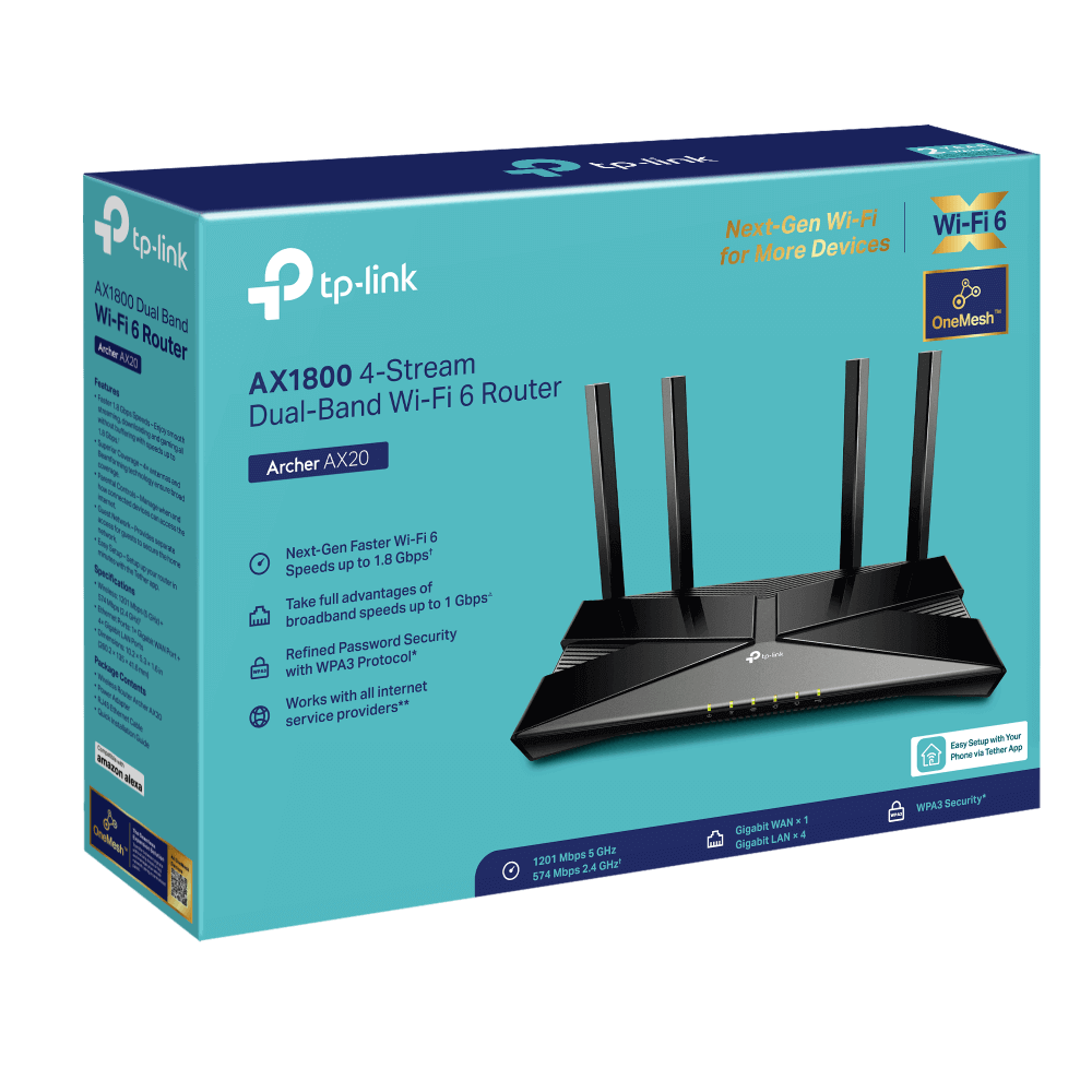 TP-Link Archer AX20 AX1800 Dual-Band Gigabit Wi-Fi 6 Router