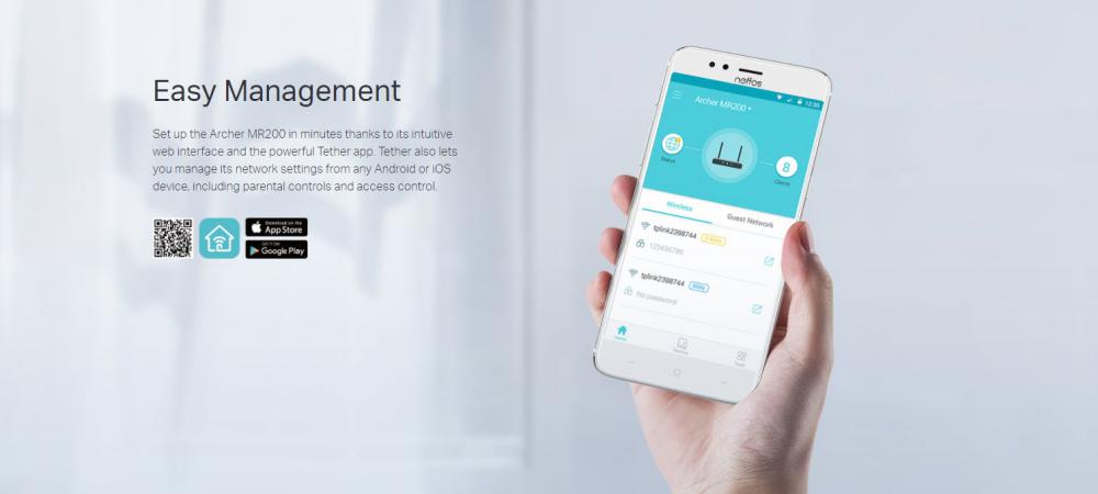 TP-Link Archer MR200 V4 AC750 Wireless Dual Band Router 4G LTE
