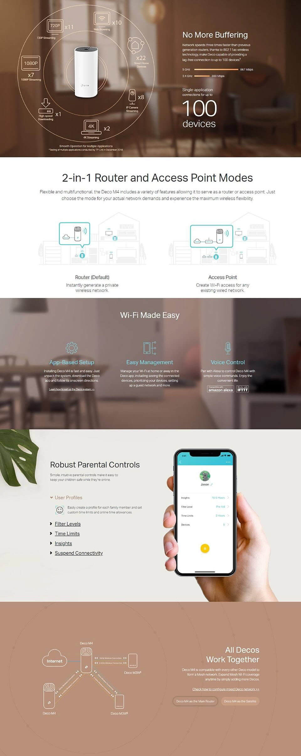 TP-Link Deco M4 (1-pack) AC1200 Whole Home Mesh Wi-Fi System