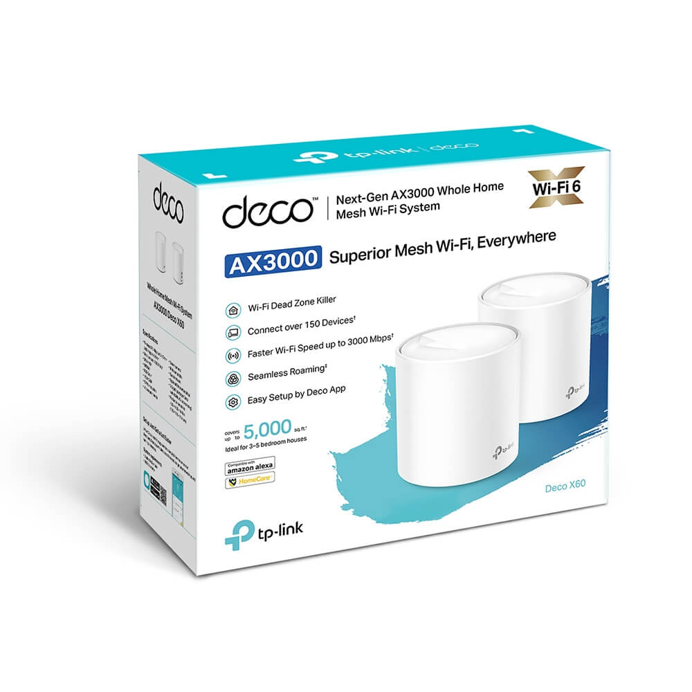 TP-Link Deco X60 AX3000 Whole Home Mesh Wi-Fi 6 System (2 Pack)