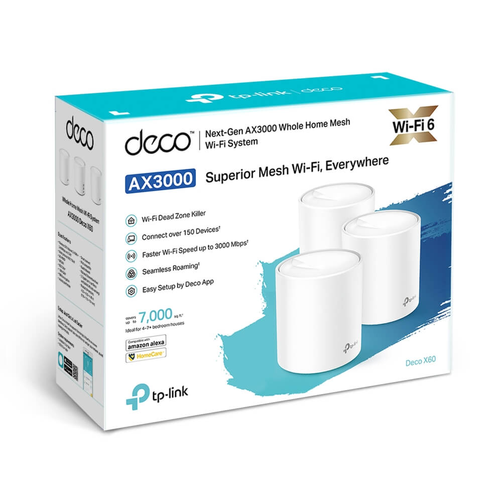 TP-Link Deco X60 AX3000 Whole Home Mesh Wi-Fi 6 System (3 Pack)
