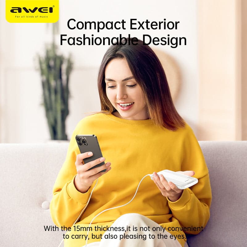 Awei P19K 20000mAh Power Bank dual USB 2.4A fast charging performance