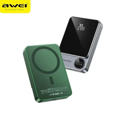 Awei P39K 10000mAh Magnetic Power Bank with 20W PD fast charging and 15W MagSafe wireless charging
