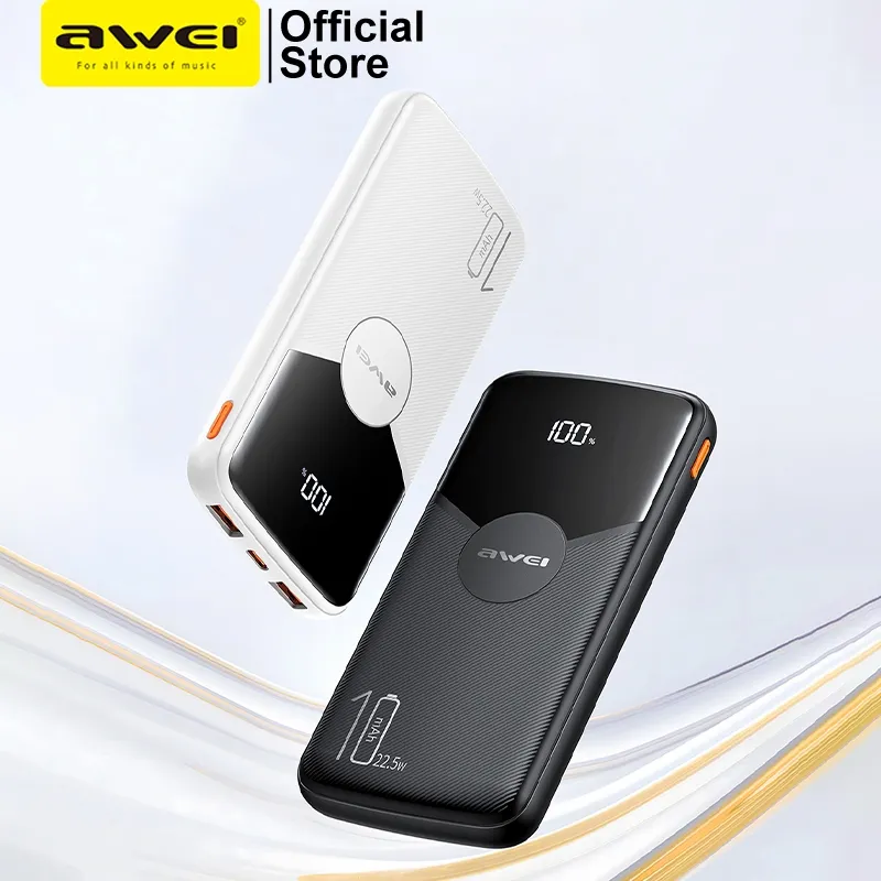 Awei P63K 10000mAh Power Bank durable lightweight design for daily portable charging