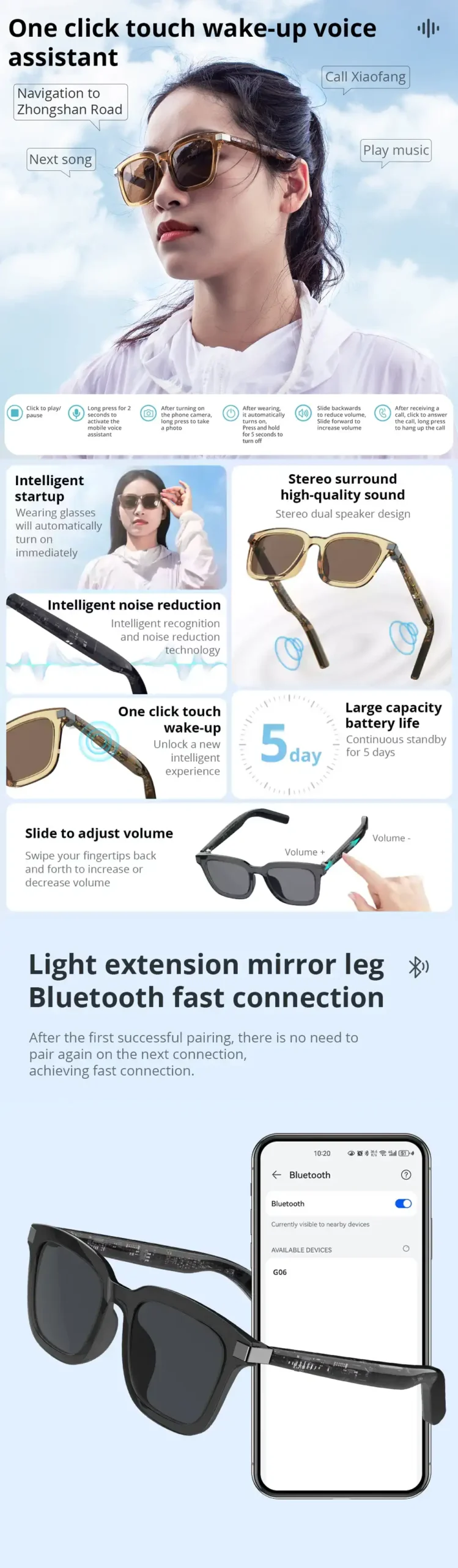 Open-ear audio experience with Colmi G06 Smart Glasses