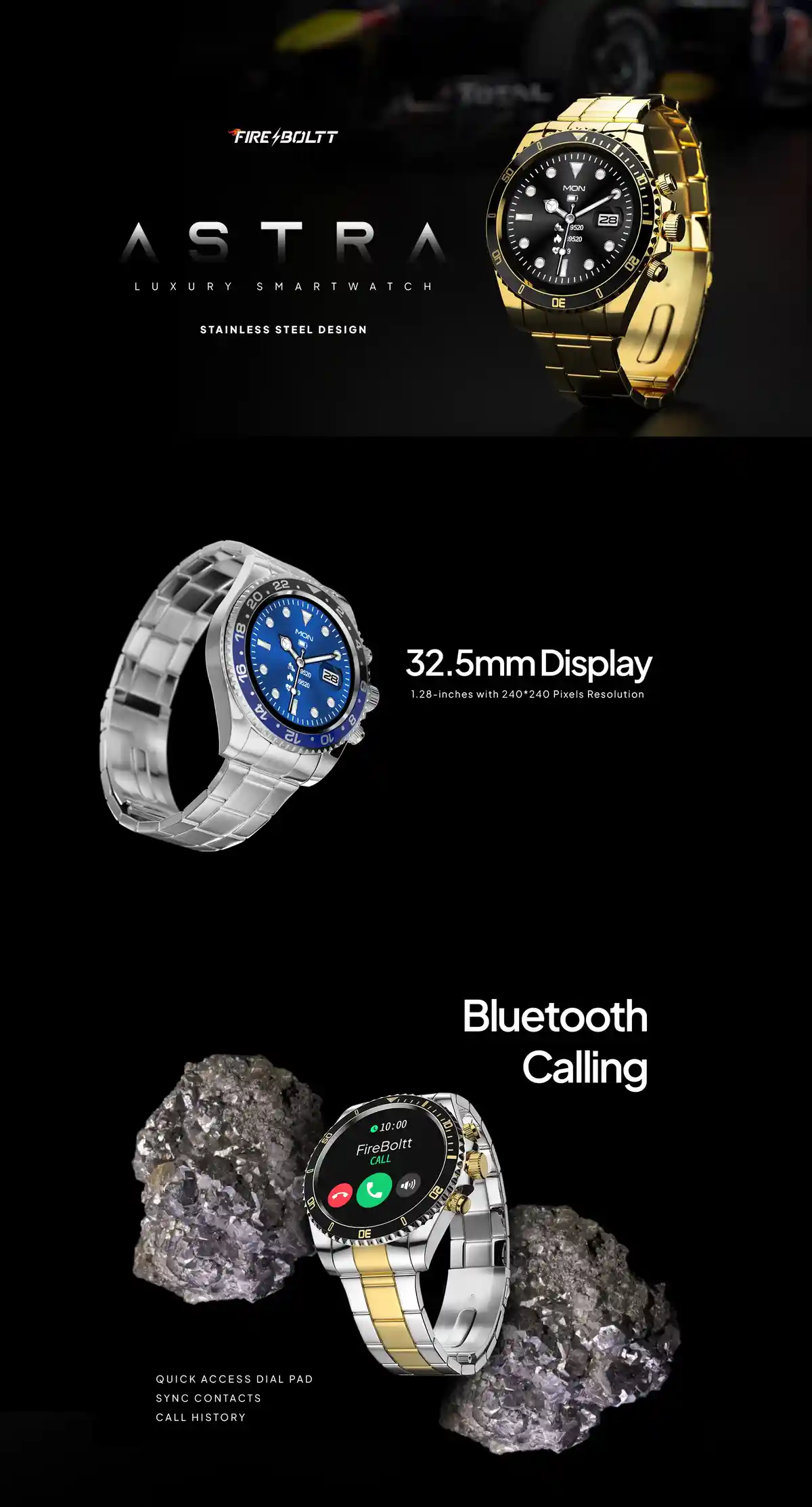 Fire-Boltt Astra luxury stainless steel smartwatch