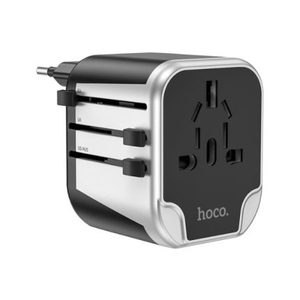 Hoco AC5 Universal Travel Adapter with dual USB ports for worldwide charging