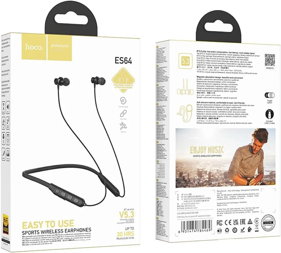 Hoco ES64 Sports Bluetooth Neckband with long battery life