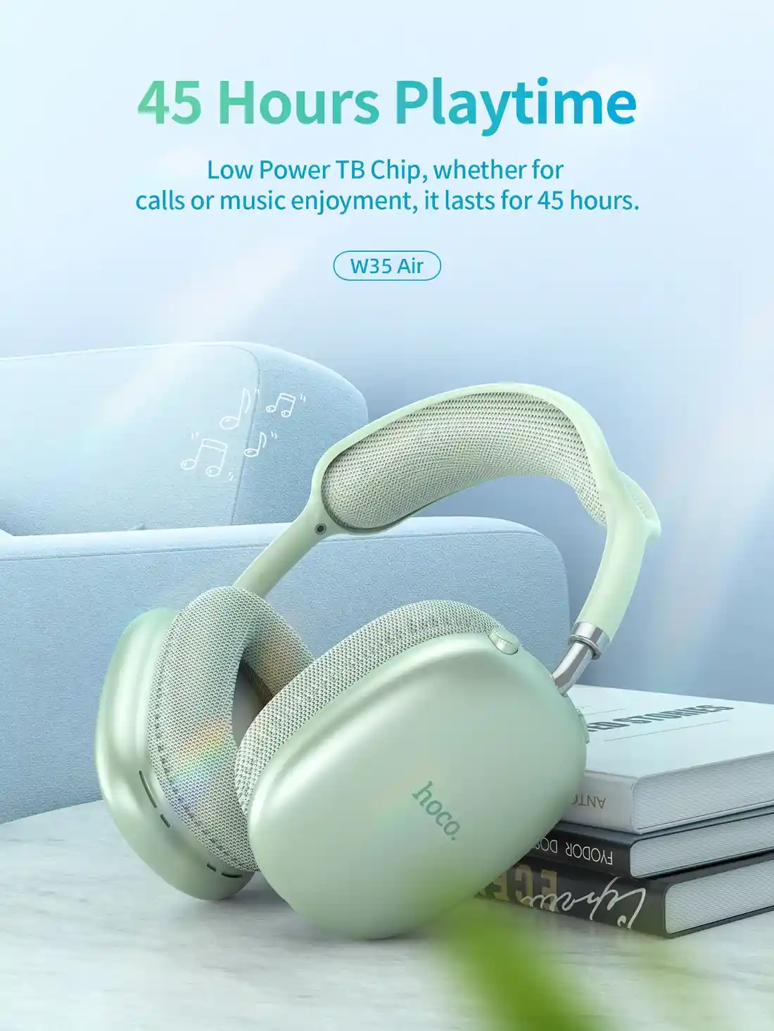 Hoco W35 Air 40MM large dynamic driver high-fidelity sound headphone