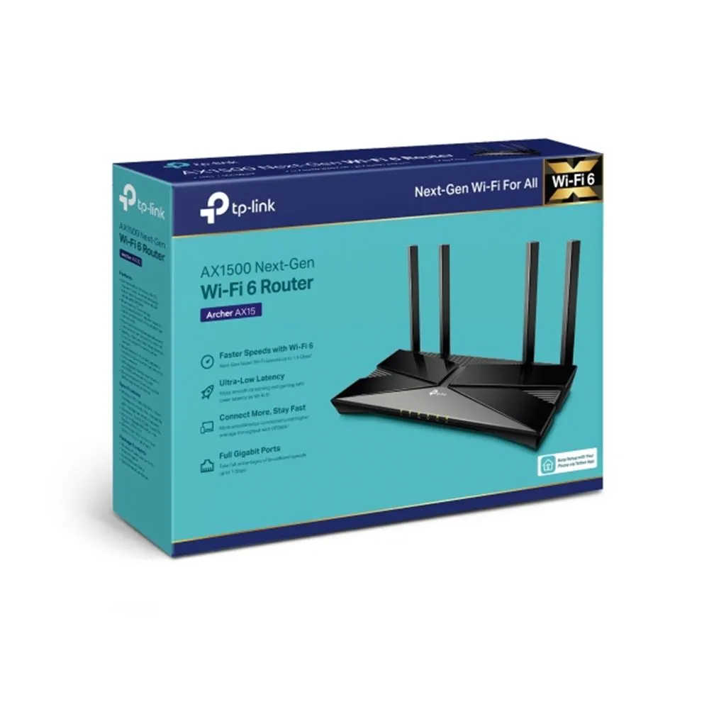 TP-Link Archer AX15 AX1500 Dual-Band Gigabit Wi-Fi 6 Router