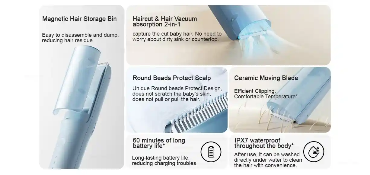 Xiaomi Mijia Kids Hair Clipper with vacuum absorption system