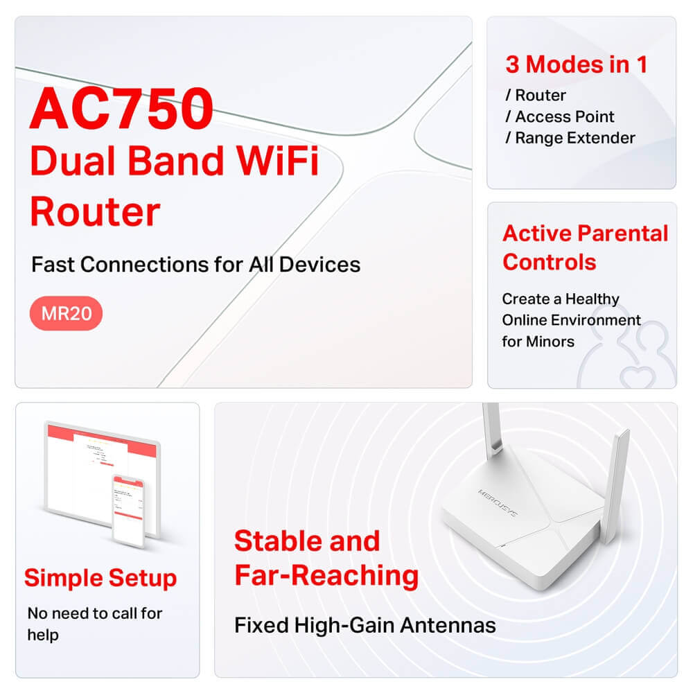 MERCUSYS MR20 AC750 Wireless Dual Band Router