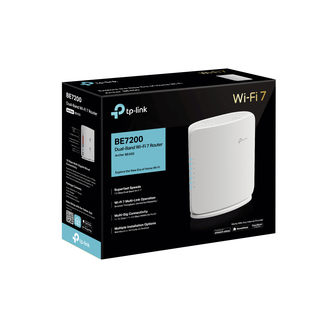 TP-Link Archer BE450 BE7200 Dual-Band Wi-Fi 7 Router