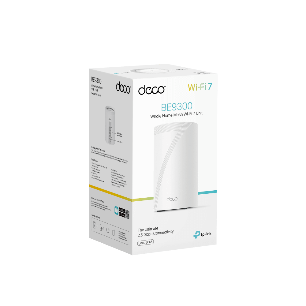 TP-Link Deco BE65 BE11000 Tri-Band WiFi 7 Mesh Router (1-Pack)