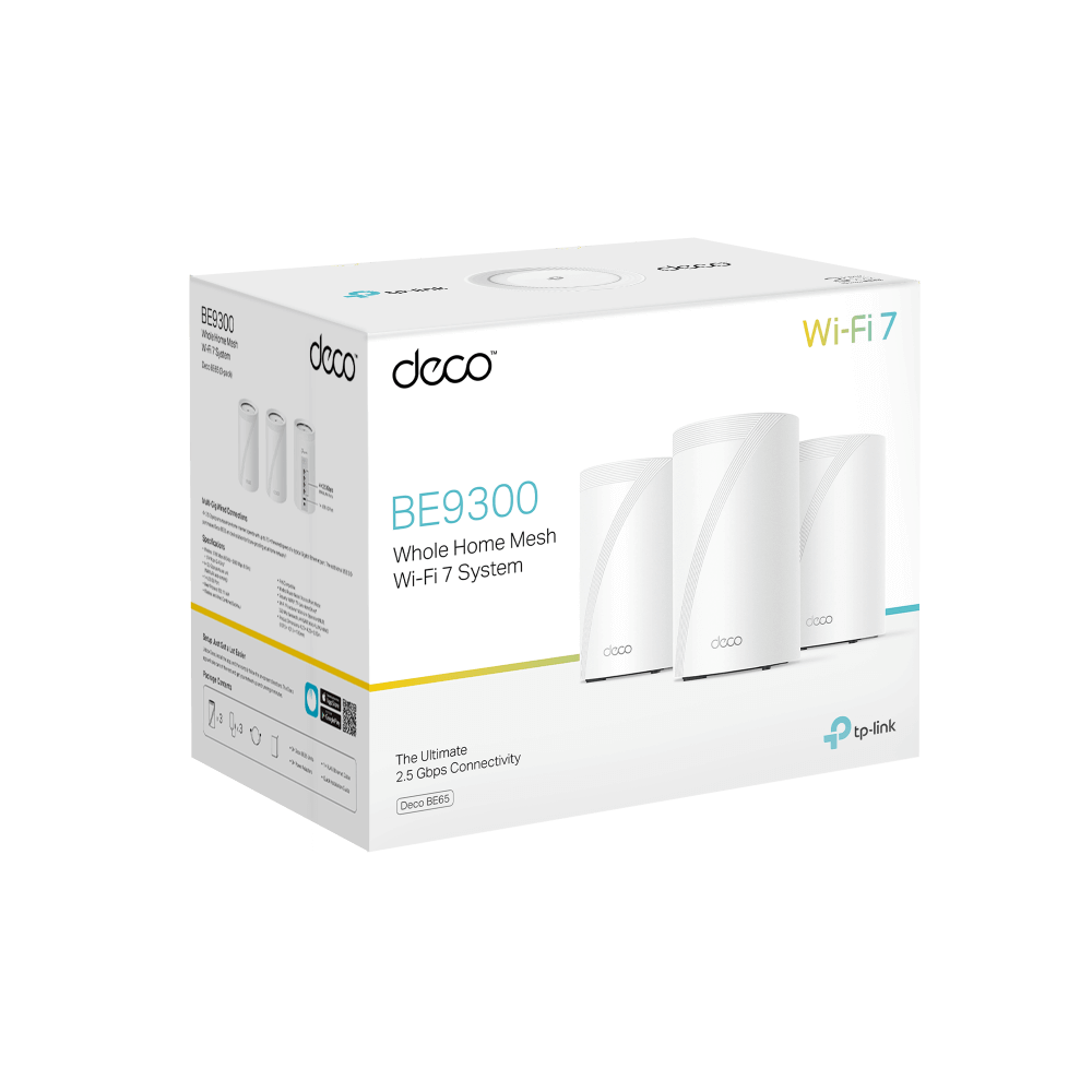 TP-Link Deco BE65 BE11000 Tri-Band WiFi 7 Mesh Router (3-Pack)