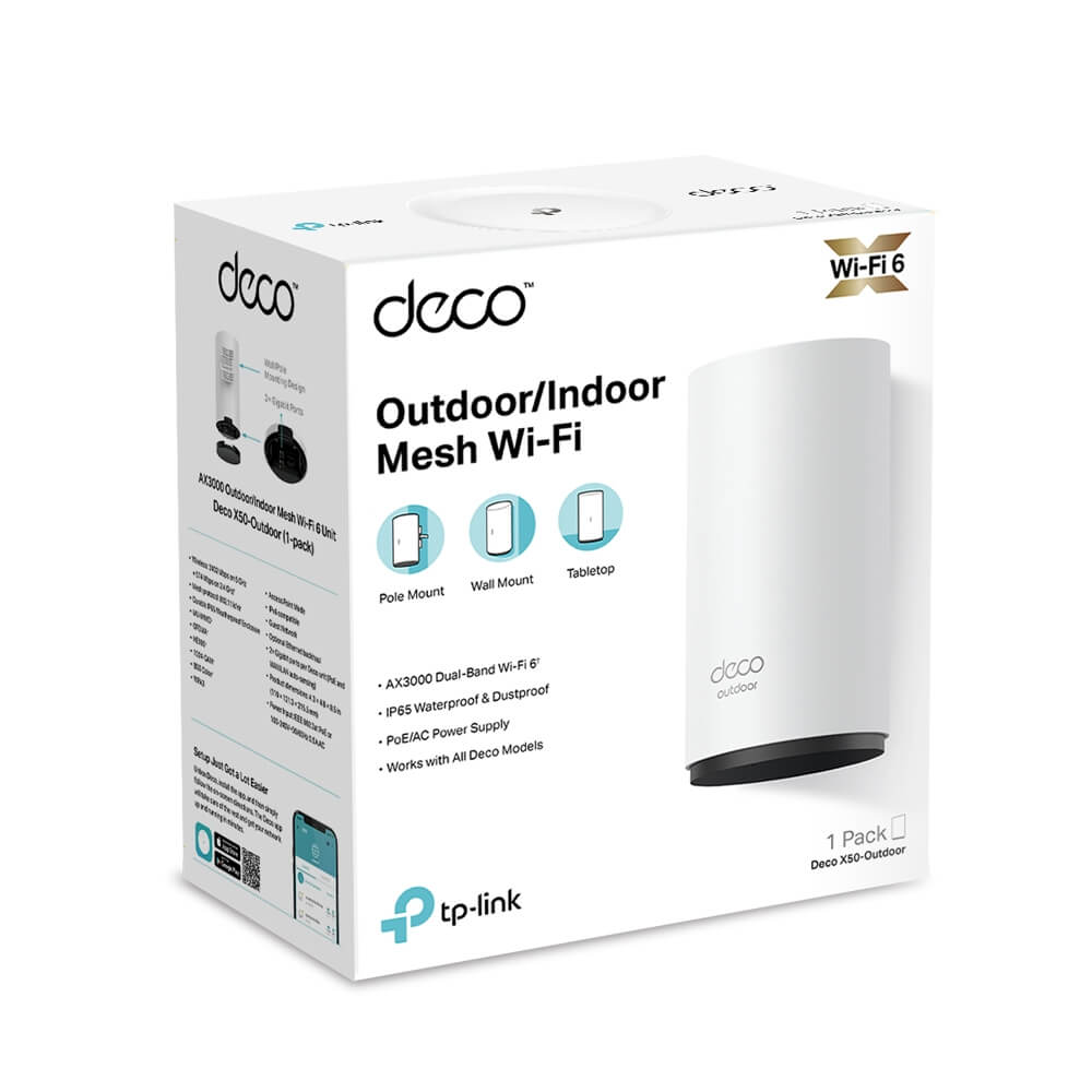 TP-Link Deco X50-Outdoor AX3000 Outdoor Indoor Whole Home Mesh WiFi 6 Unit