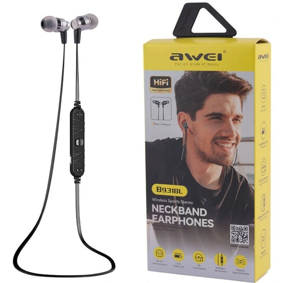 AWEI B931BL wireless neckband sports Bluetooth earphones for workouts