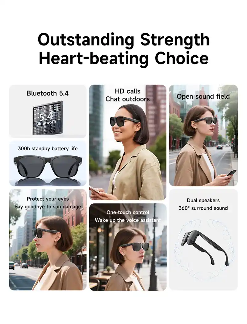 AWEI GL2 Smart Bluetooth Audio Glasses stereo sound with omnidirectional microphone