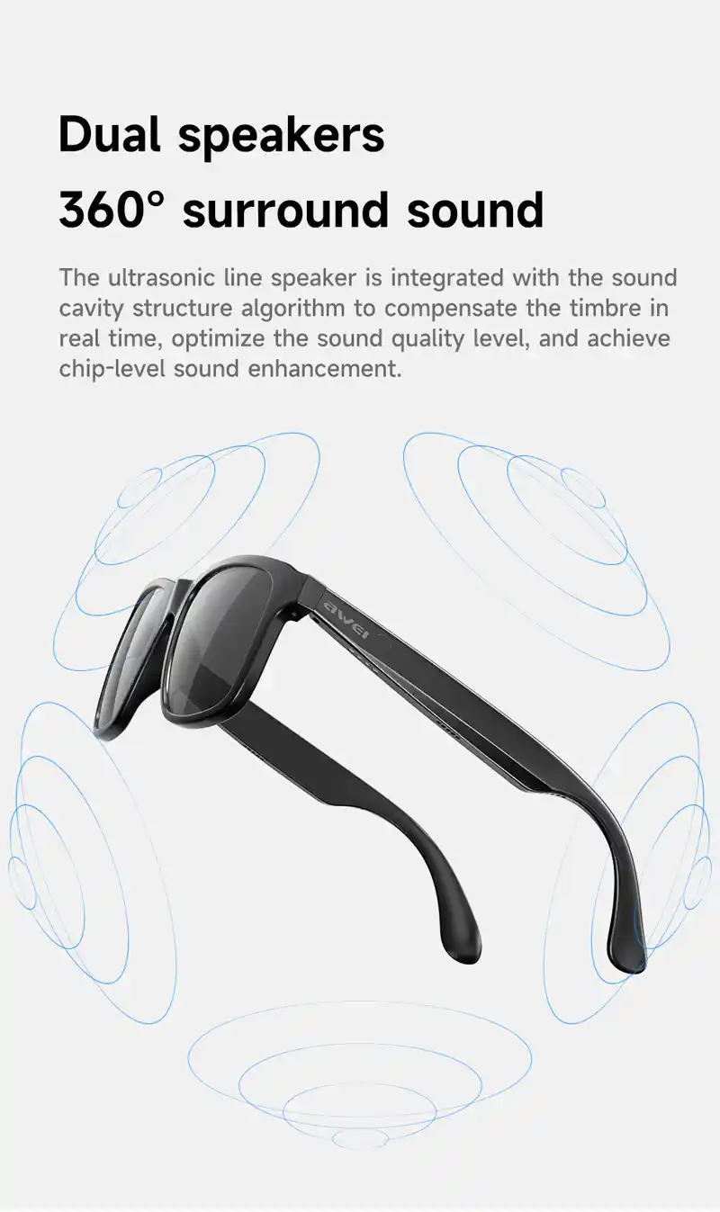 Lightweight AWEI GL2 Smart Audio Glasses for commuting and outdoor activities