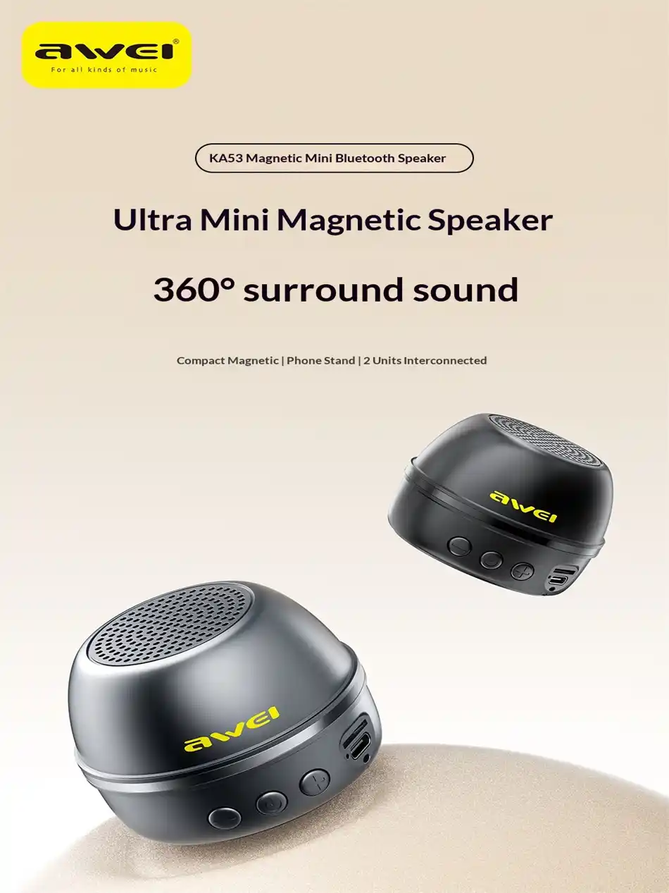 Ultra-compact Awei KA53 Magnetic Mini Bluetooth Speaker with 360° sound
