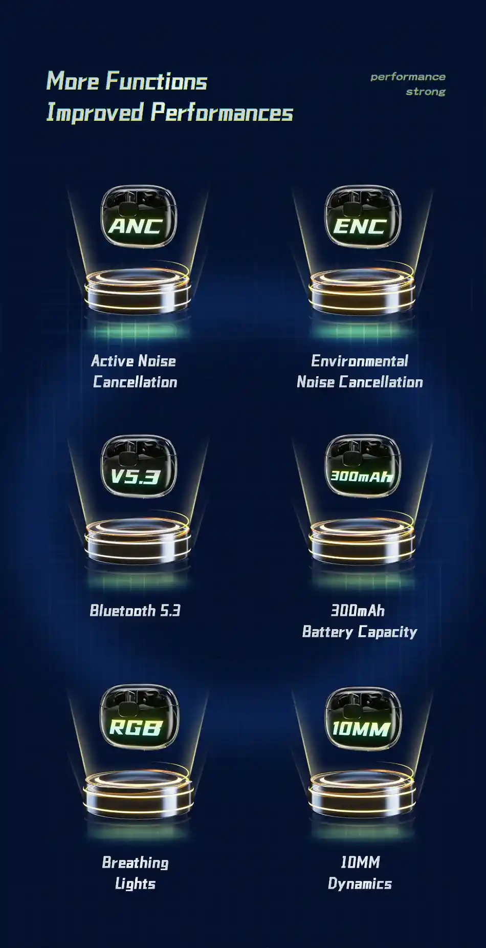 Awei T52 Gaming Earbuds with Colorful Breathing Lights and Low Latency