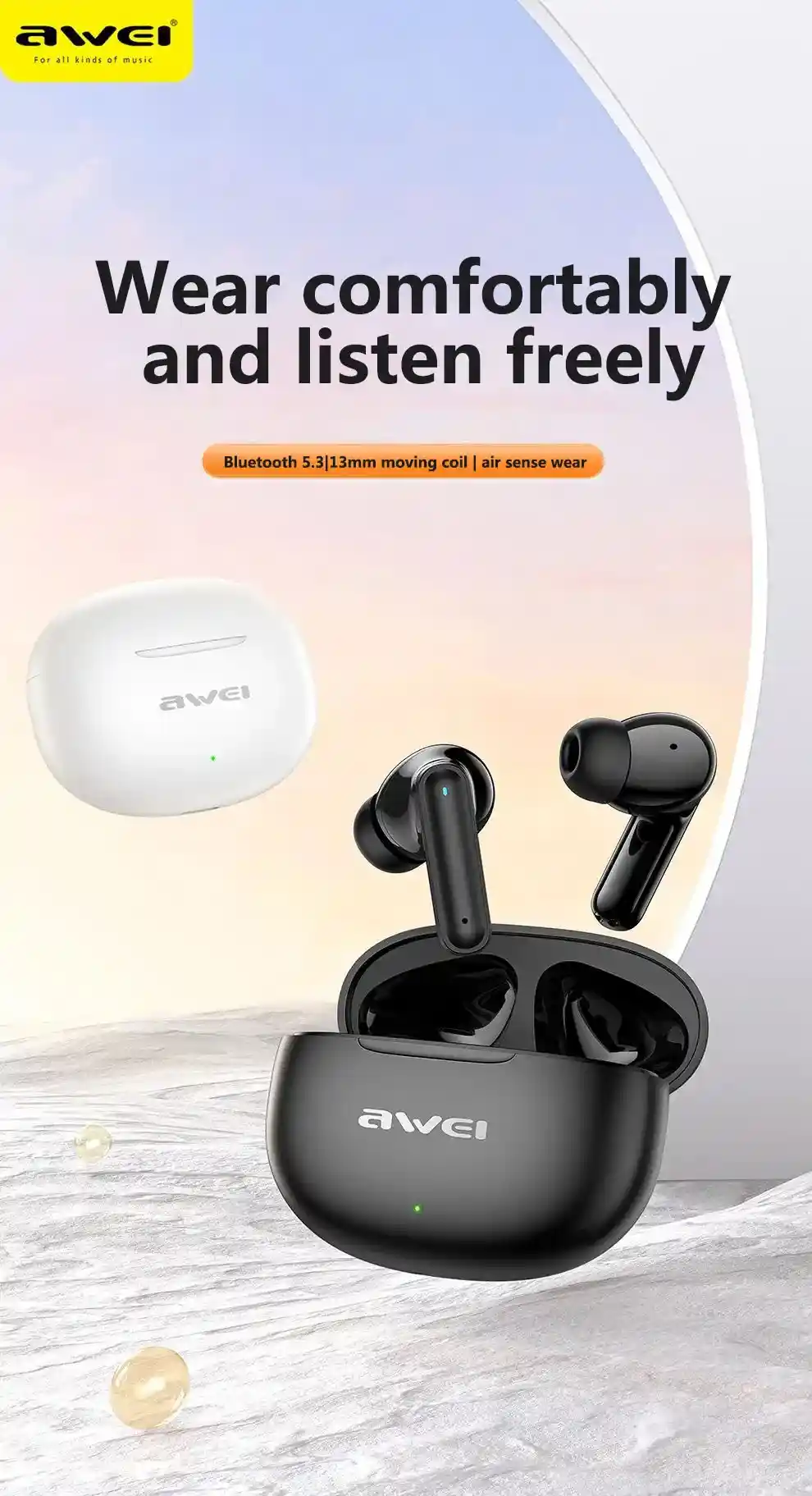 Awei T71 Bluetooth 5.3 earbuds in-ear