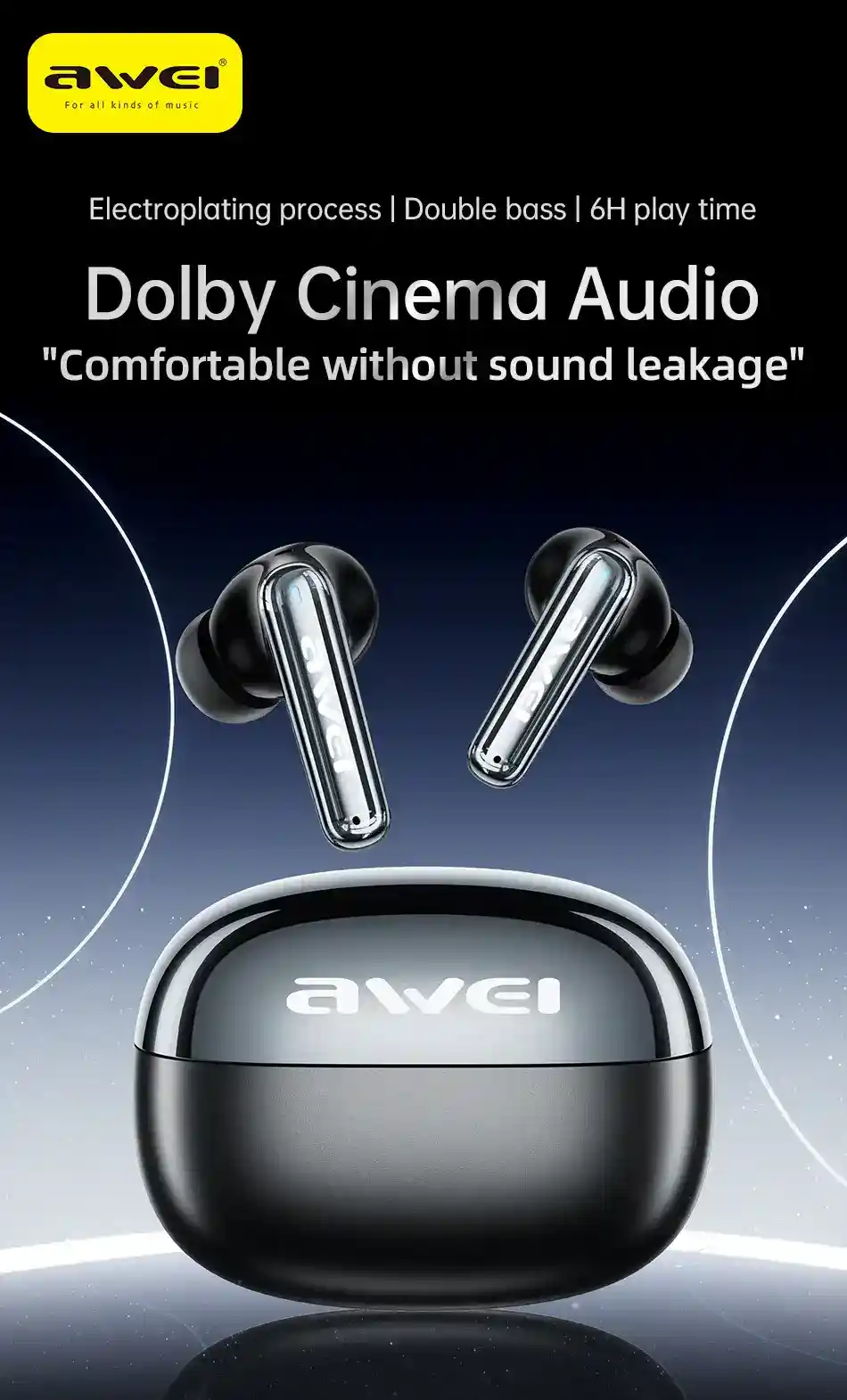 Awei T92 ANC Pro Earbuds with Charging Case