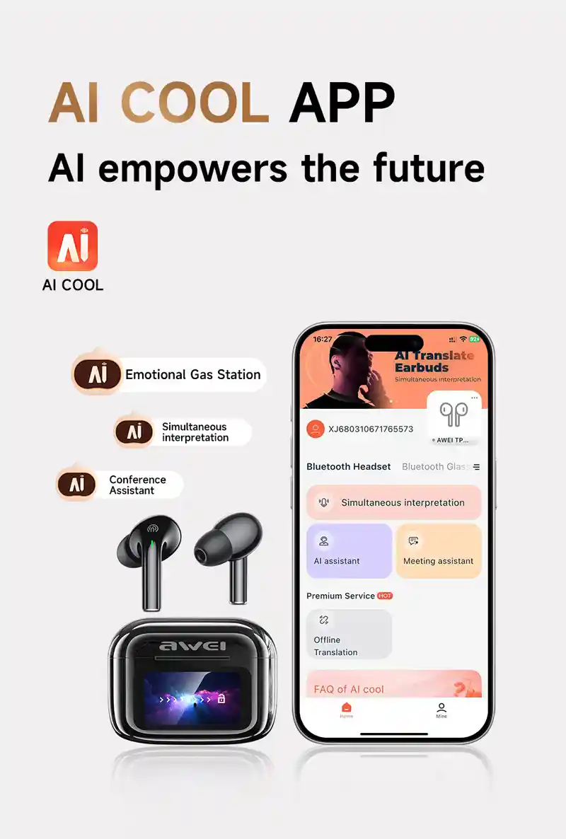 AWEI TP29 AI ANC wireless earbuds IPX6 waterproof for sports and workouts