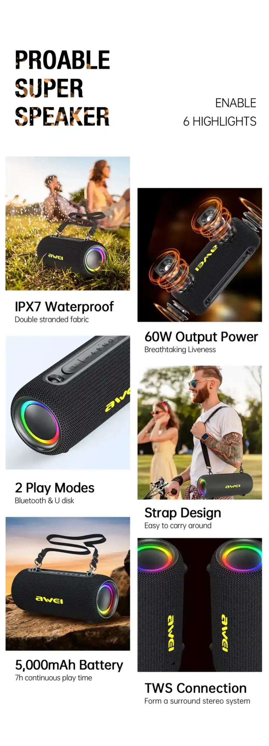 Awei Y1000 Bluetooth Speaker 60W