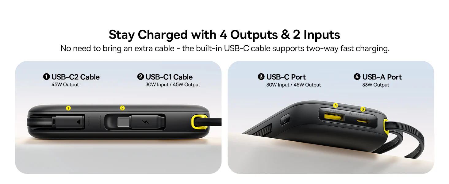 Baseus QPow 3 45W EnerFill FC31 20000mAh power bank front view