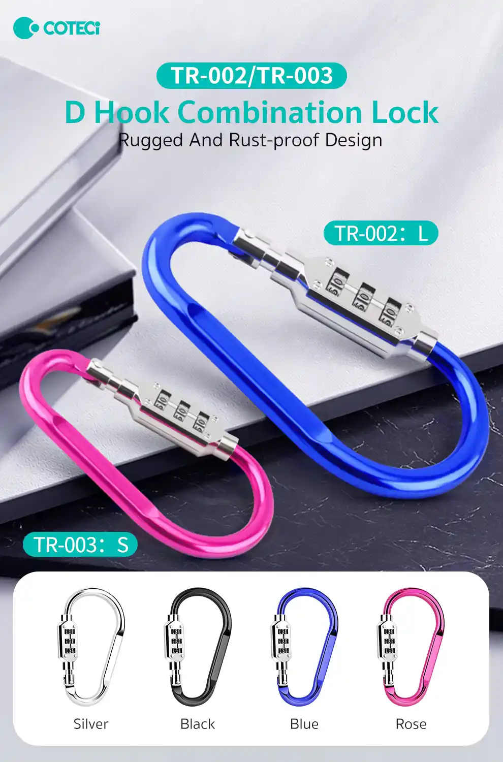 COTECi D-Hook Combination Lock TR-003 for motorcycle helmets