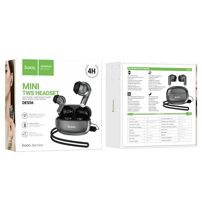 Hoco Wireless Earbuds DES56 with high-quality sound and enhanced bass