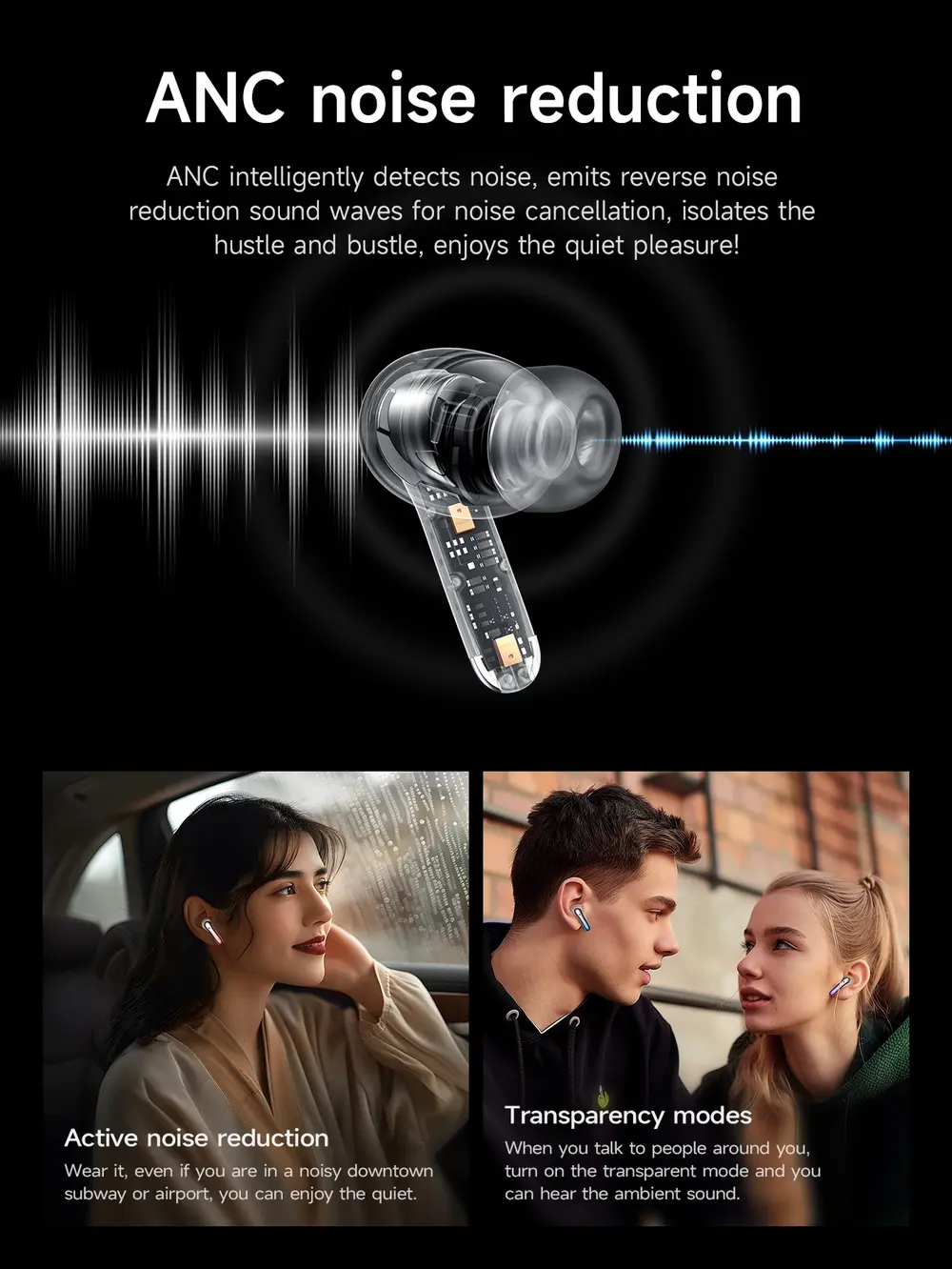 Hoco EQ16 ANC wireless earbuds Bluetooth 5.3 connectivity