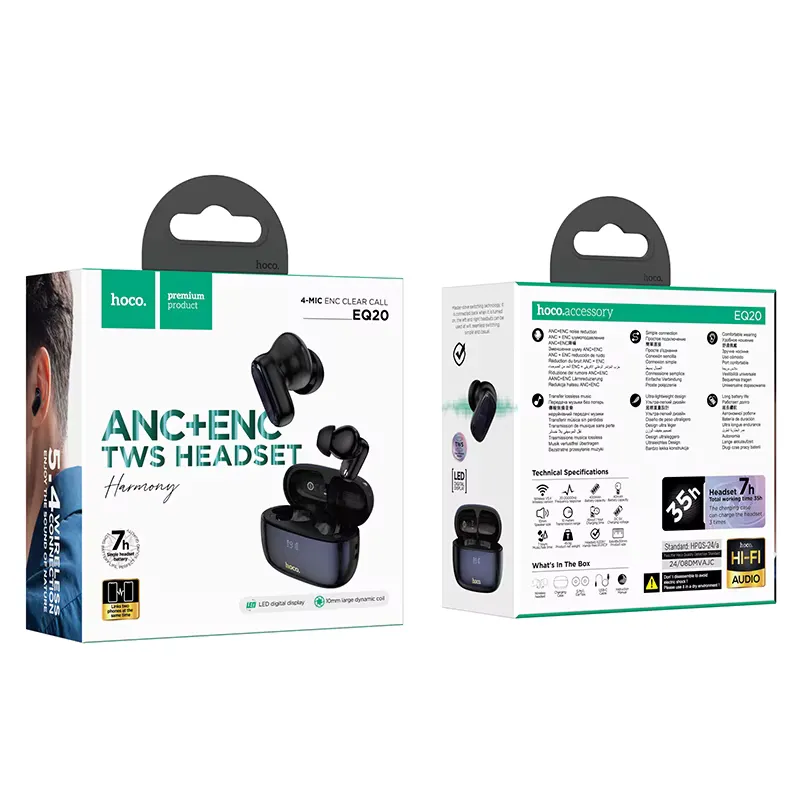 HOCO EQ20 ANC TWS earbuds with ANC+ENC noise cancellation