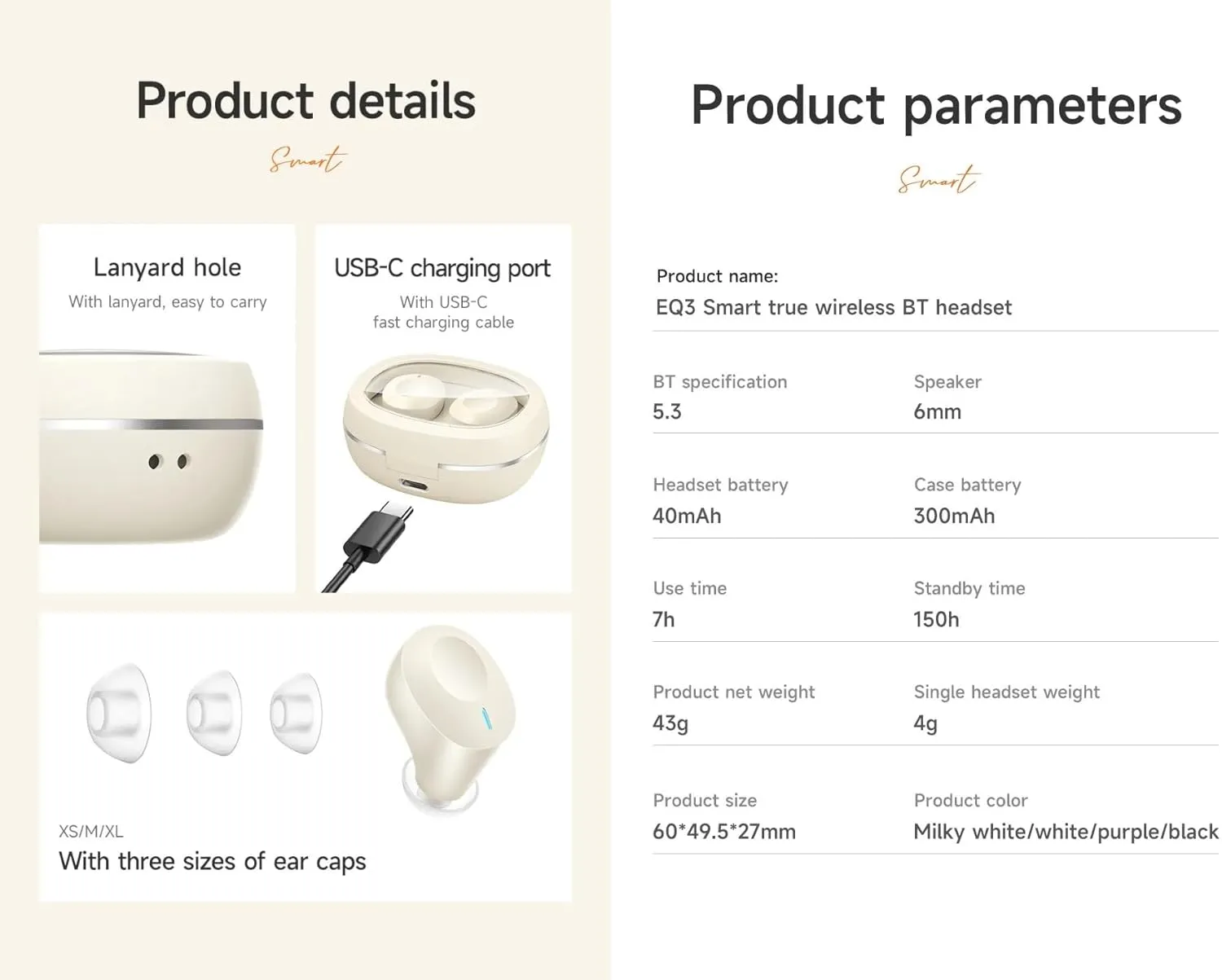 Hoco Smart EQ3 earbuds in transparent charging case with digital power display