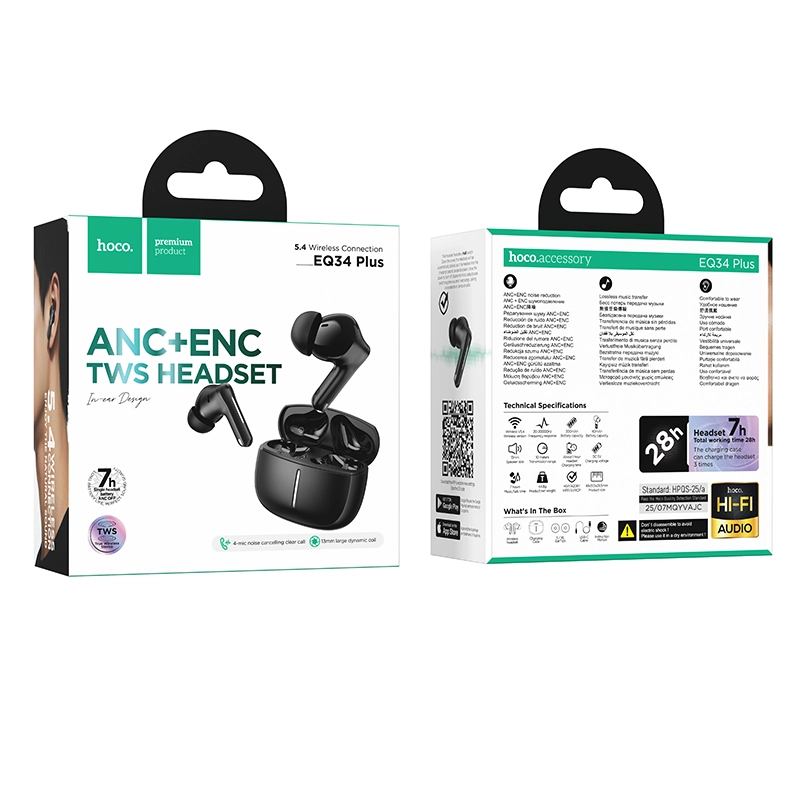 HOCO EQ34 Plus Rima Wireless Earbuds with Hybrid ANC for noise-free listening