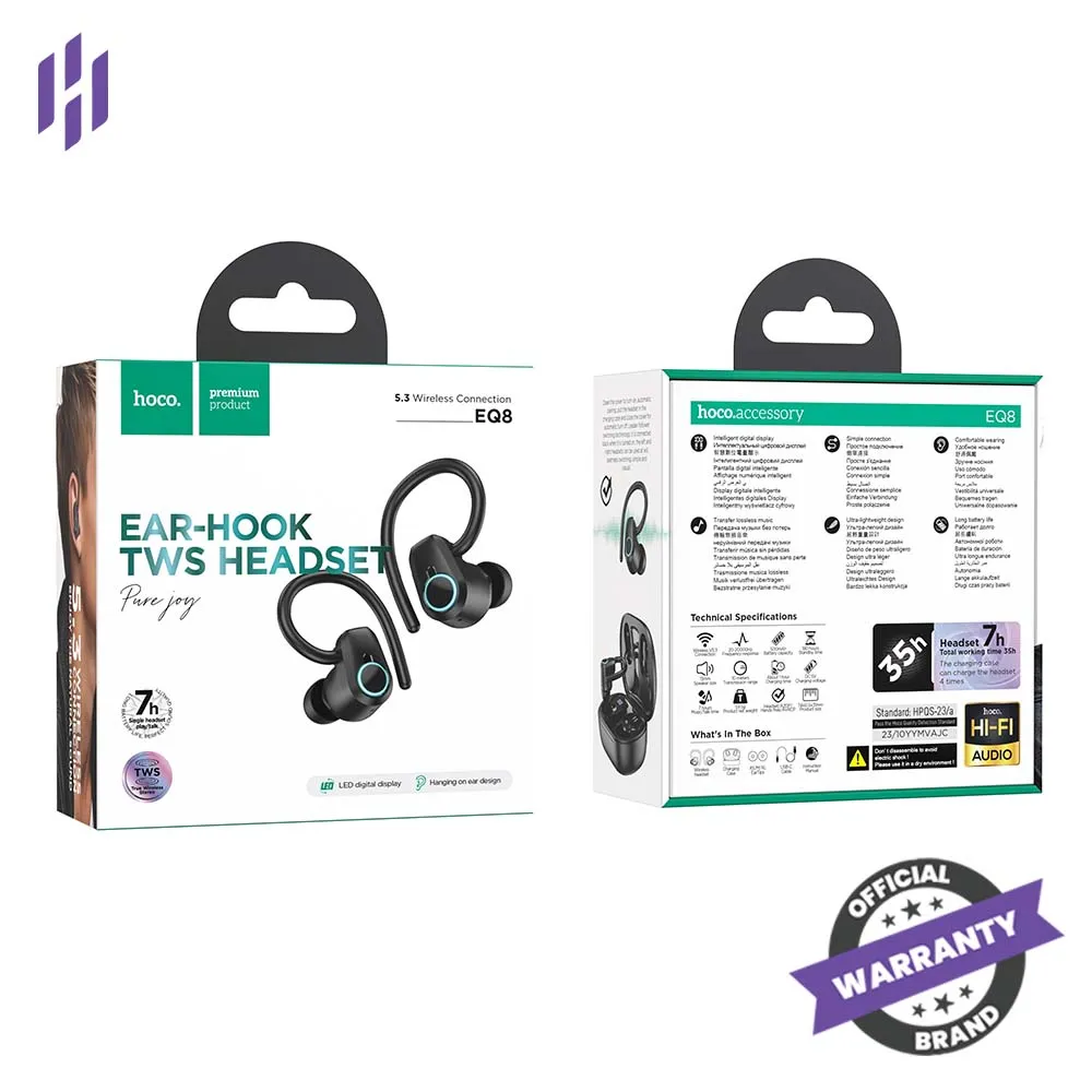HOCO EQ8 Pure Joy Ear Hook TWS Earbuds white