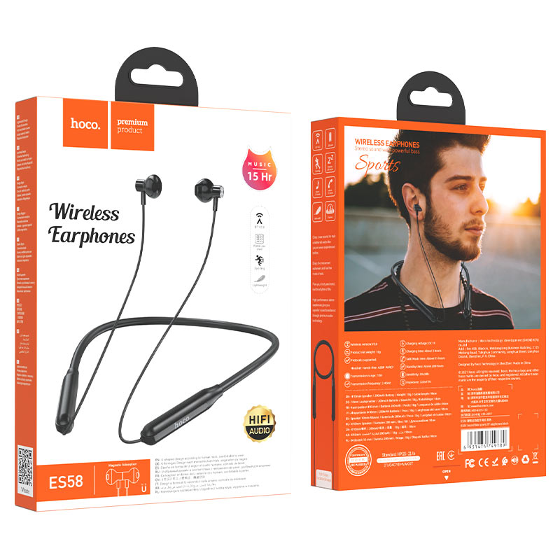 HOCO ES58 lightweight ABS earphones with stable Bluetooth 5.0 connection