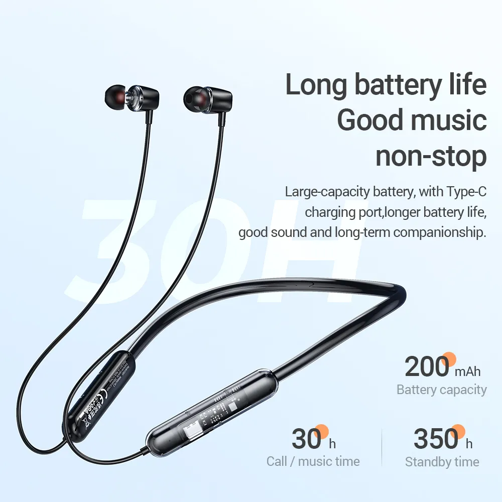 Hoco ES65 Transparent Wireless Neckband with Bluetooth 5.3 connectivity