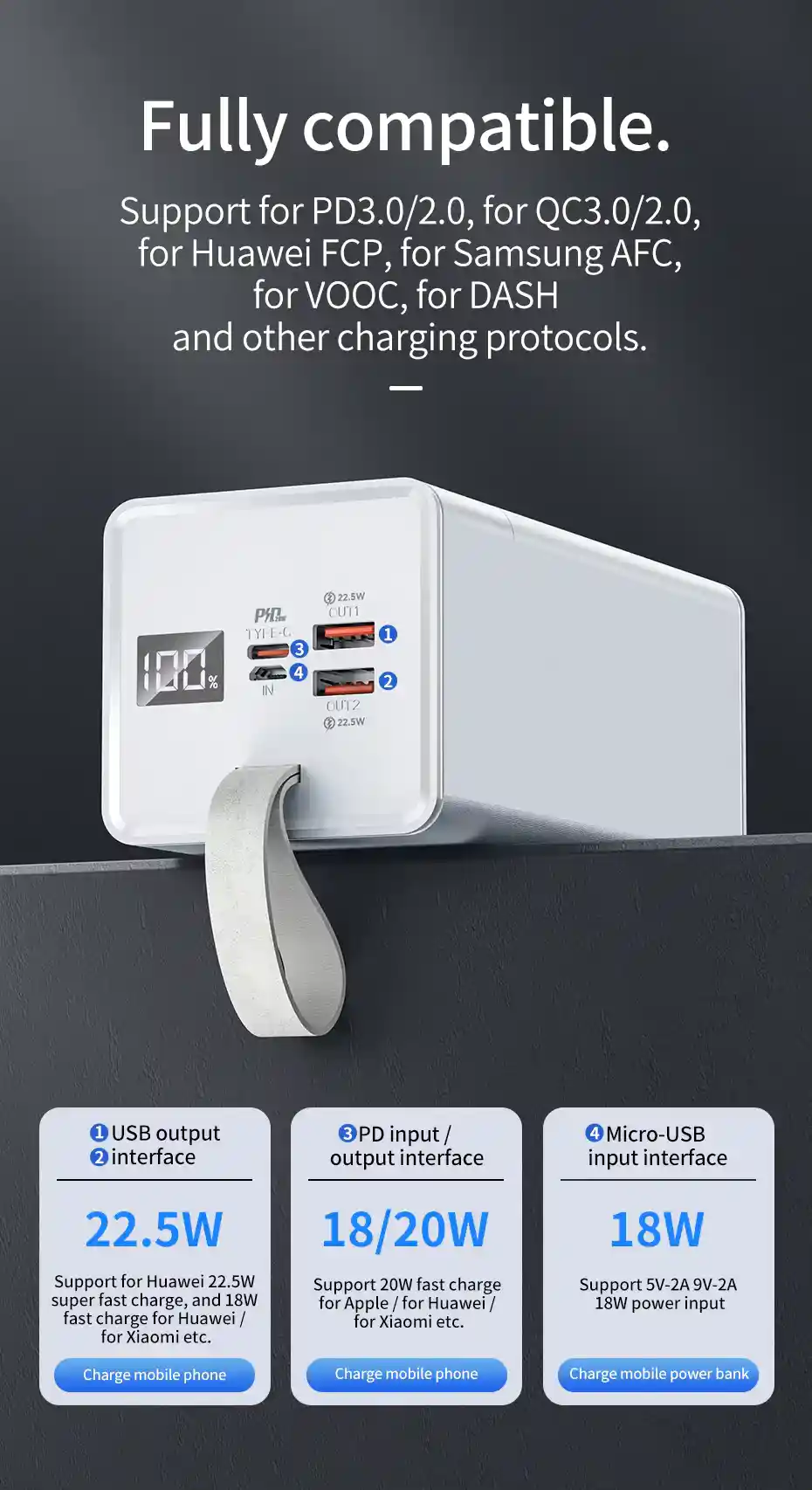 HOCO J86A 50000mAh 22.5W Power Bank fast charging solution for smartphones and tablets