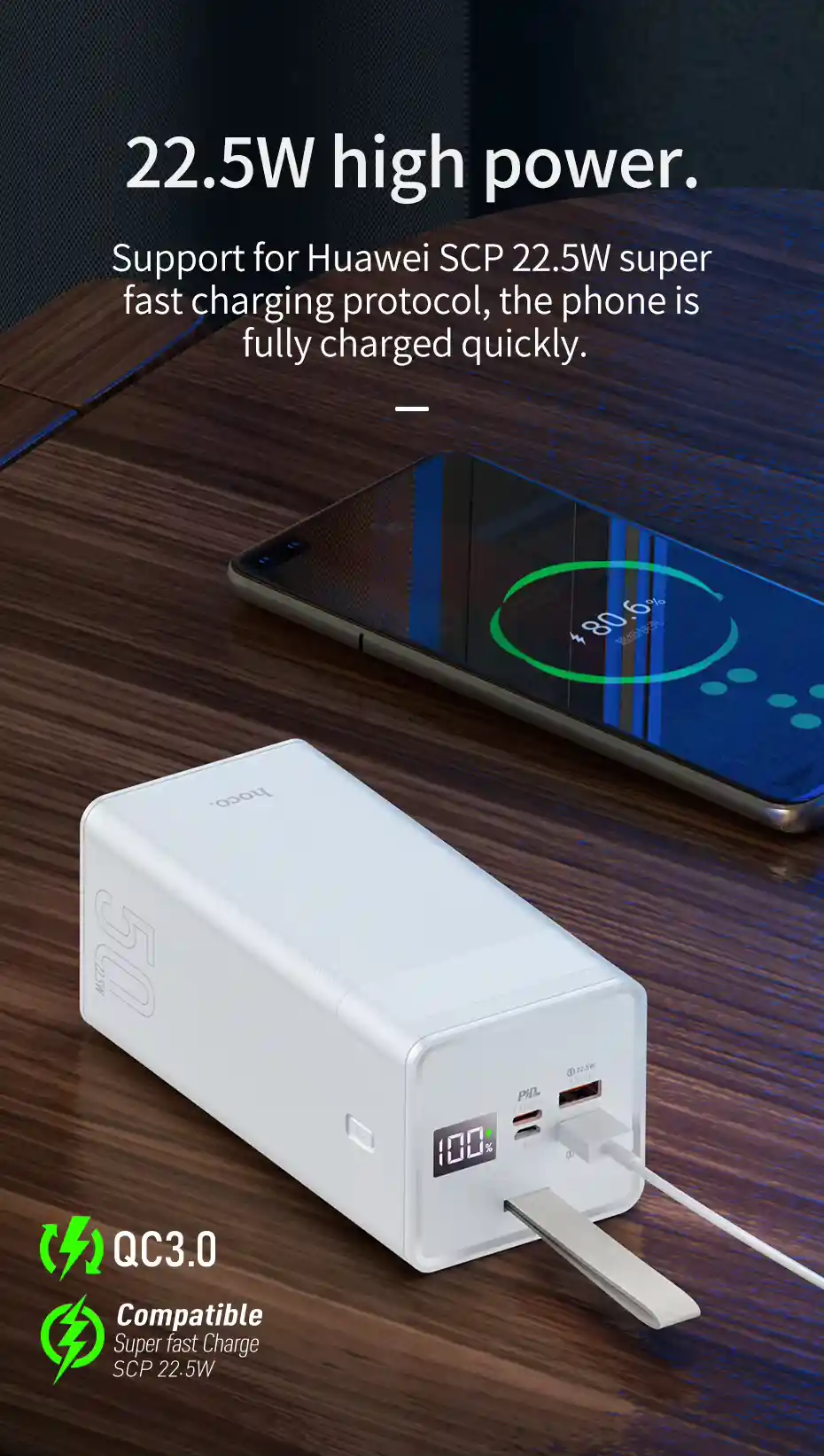 HOCO J86A 50000mAh Power Bank suitable for long trips and emergency power backup
