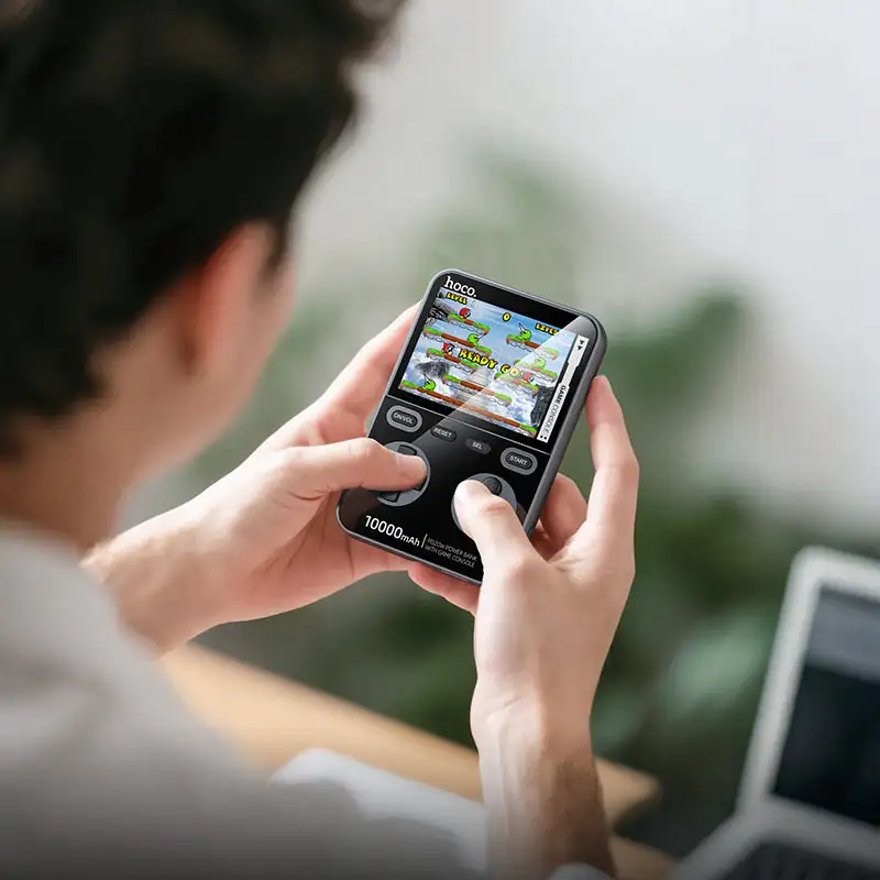 Hoco Q47 10000mAh Power Bank with Built-in Game Console LED display close-up