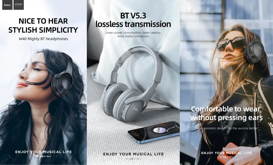 HOCO W40 Stereo Sports Headphones Bluetooth 5.3