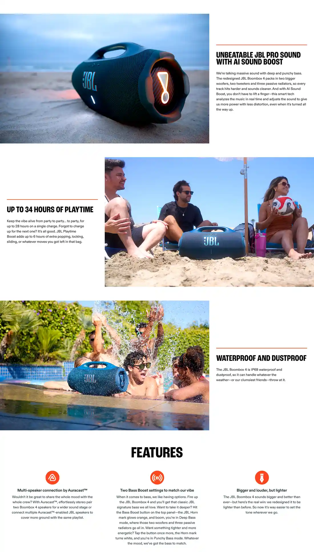 JBL Boombox 4 portable Bluetooth speaker with powerful JBL Pro Sound and deep bass