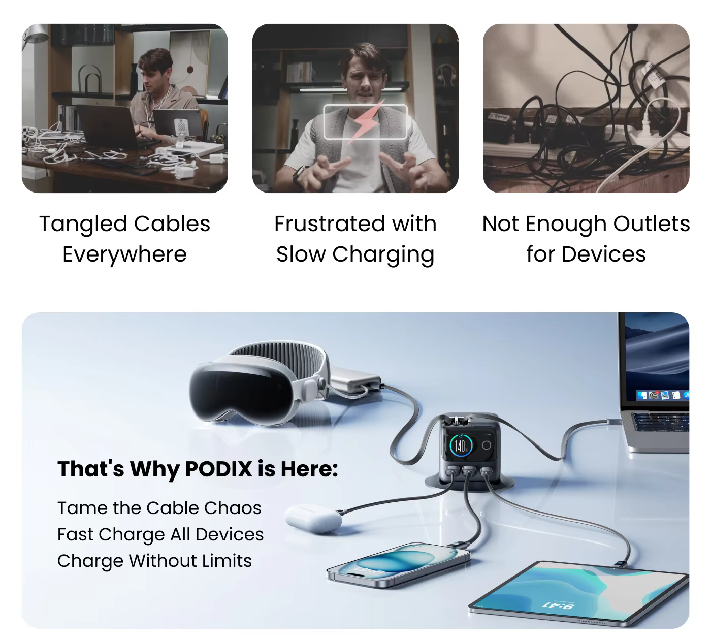 JOYROOM PODIX 140W GaN Charger with USB-C and USB-A ports