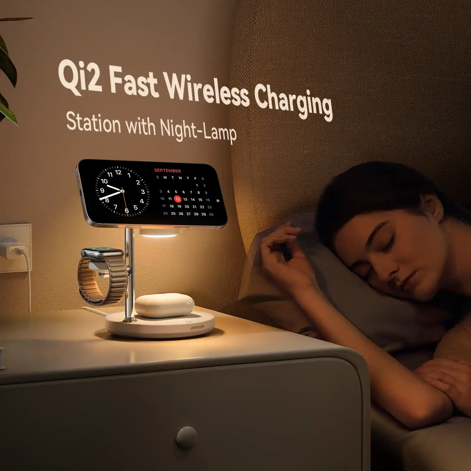 JOYROOM Qi2 4-in-1 wireless charger with night light
