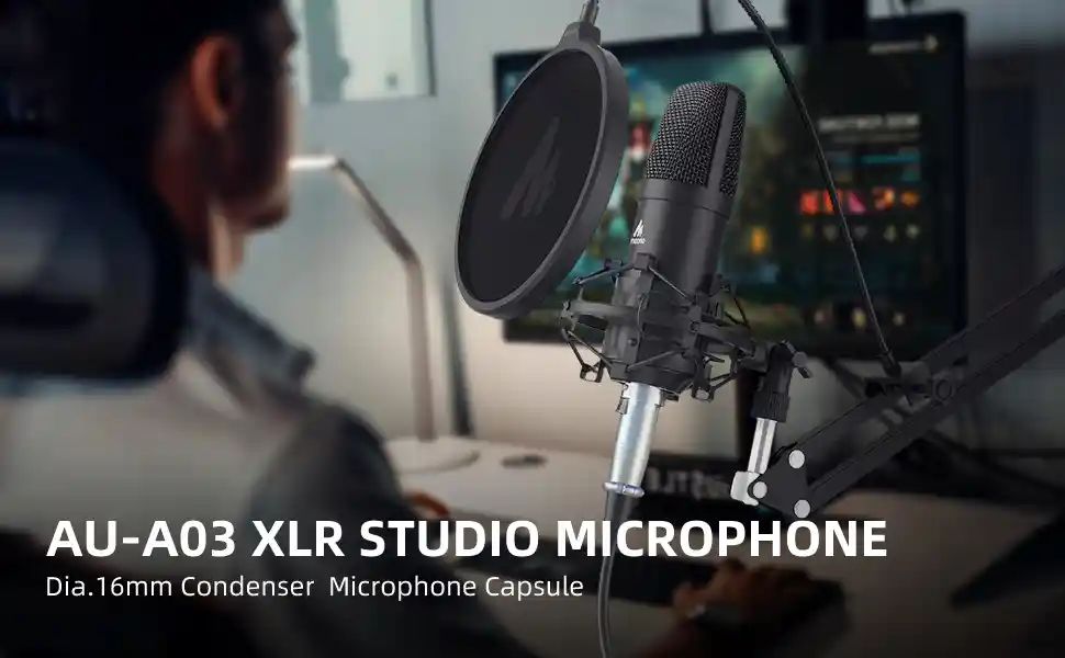 Maono AU-A03 microphone with boom arm stand