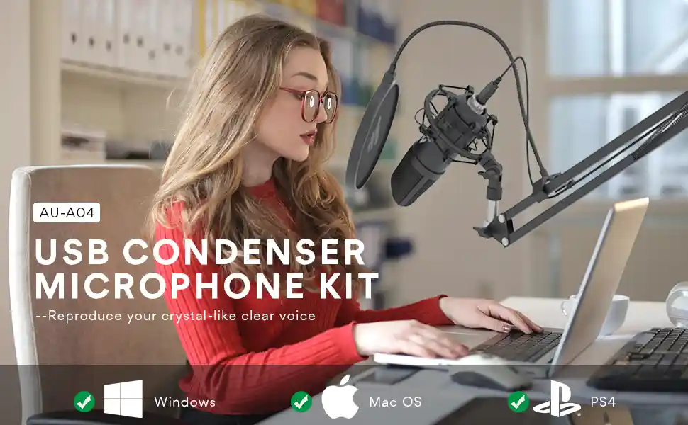 maono au-a04 usb microphone kit studio mic